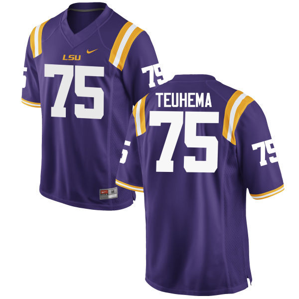 Men LSU Tigers #75 Maea Teuhema College Football Jerseys Game-Purple - Click Image to Close